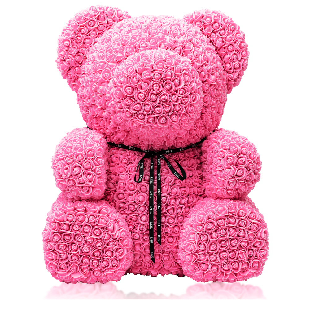 Giant Handmade Rose Bear - Mulberry Pink