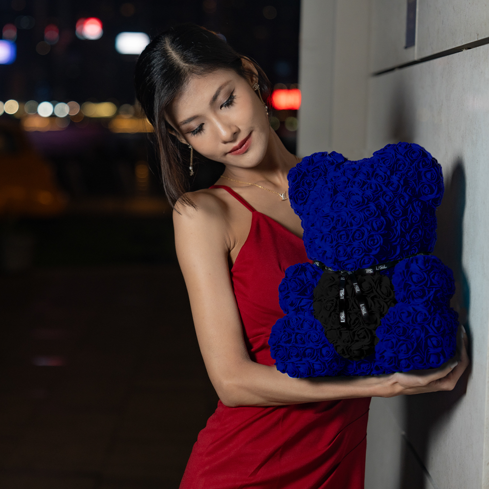 LéSiL Handmade Rose Bear - Diamond Blue