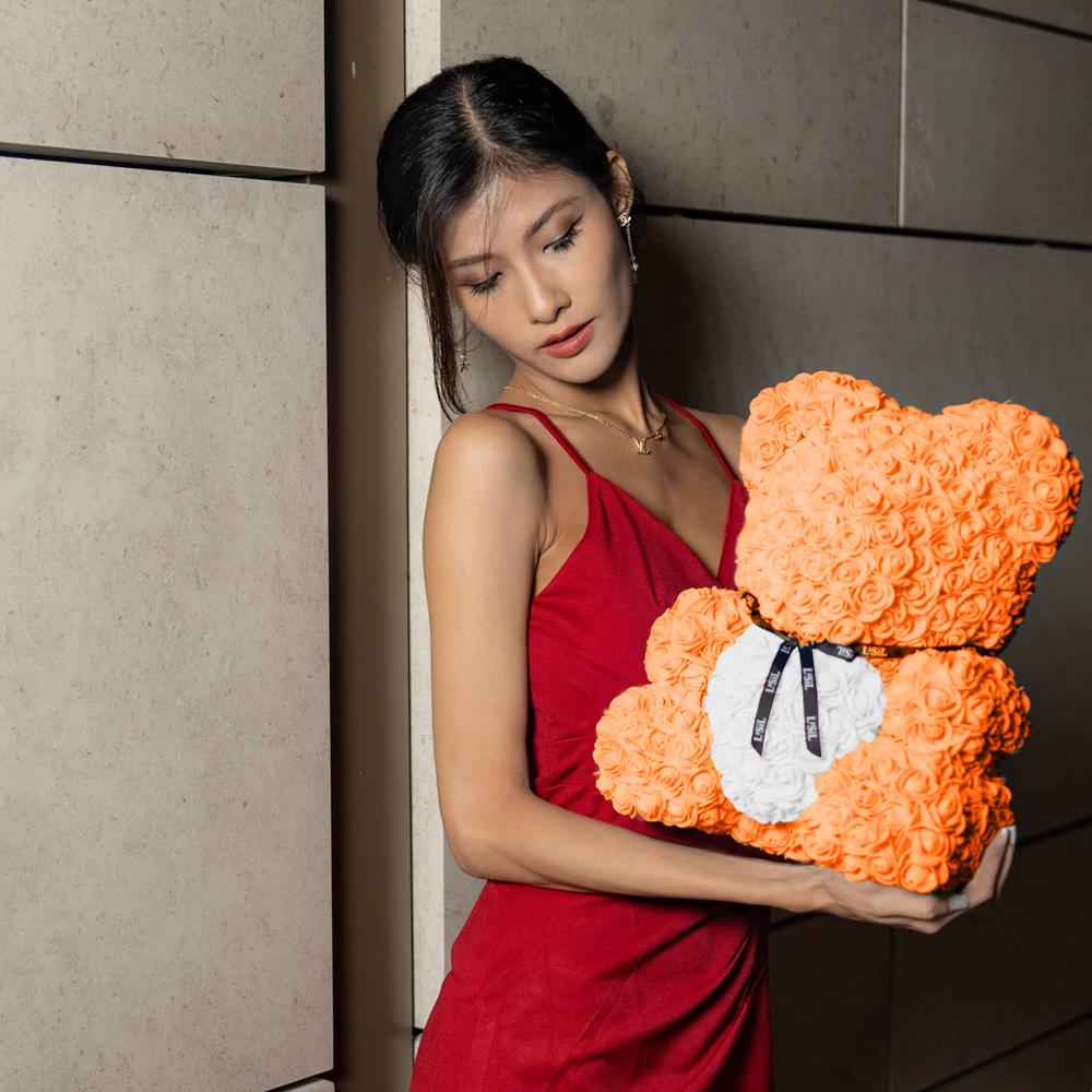 Handmade Rose Bear - Orange