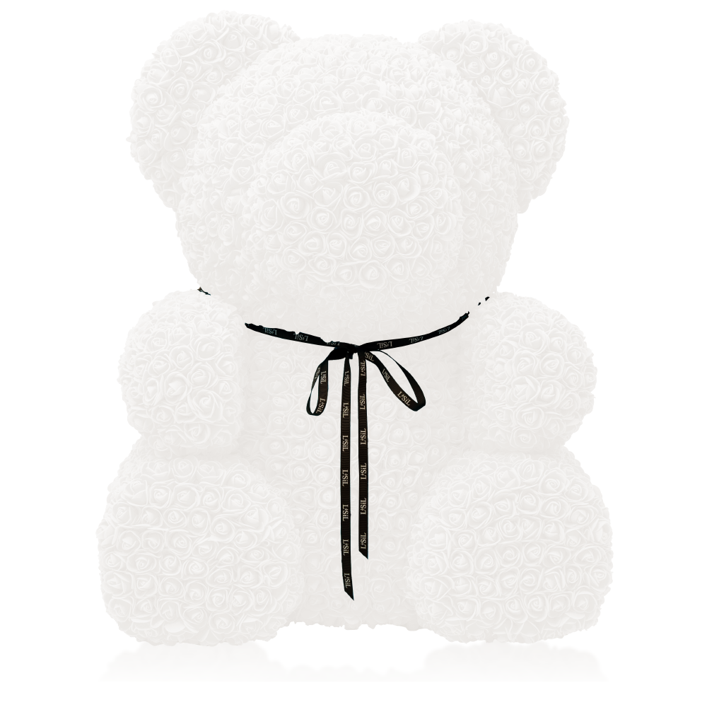LéSiL Giant Handmade Rose Bear - Pearl White