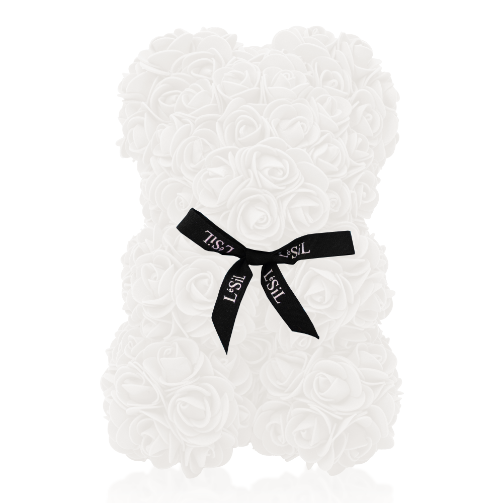 Mini Handmade Rose Bear - Pearl White