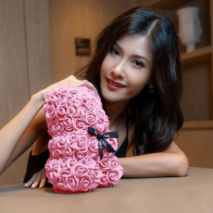 Mini Handmade Rose Bear - Light Pink