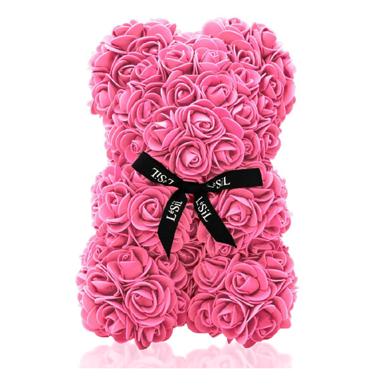 Mini Handmade Rose Bear - Mulberry Pink