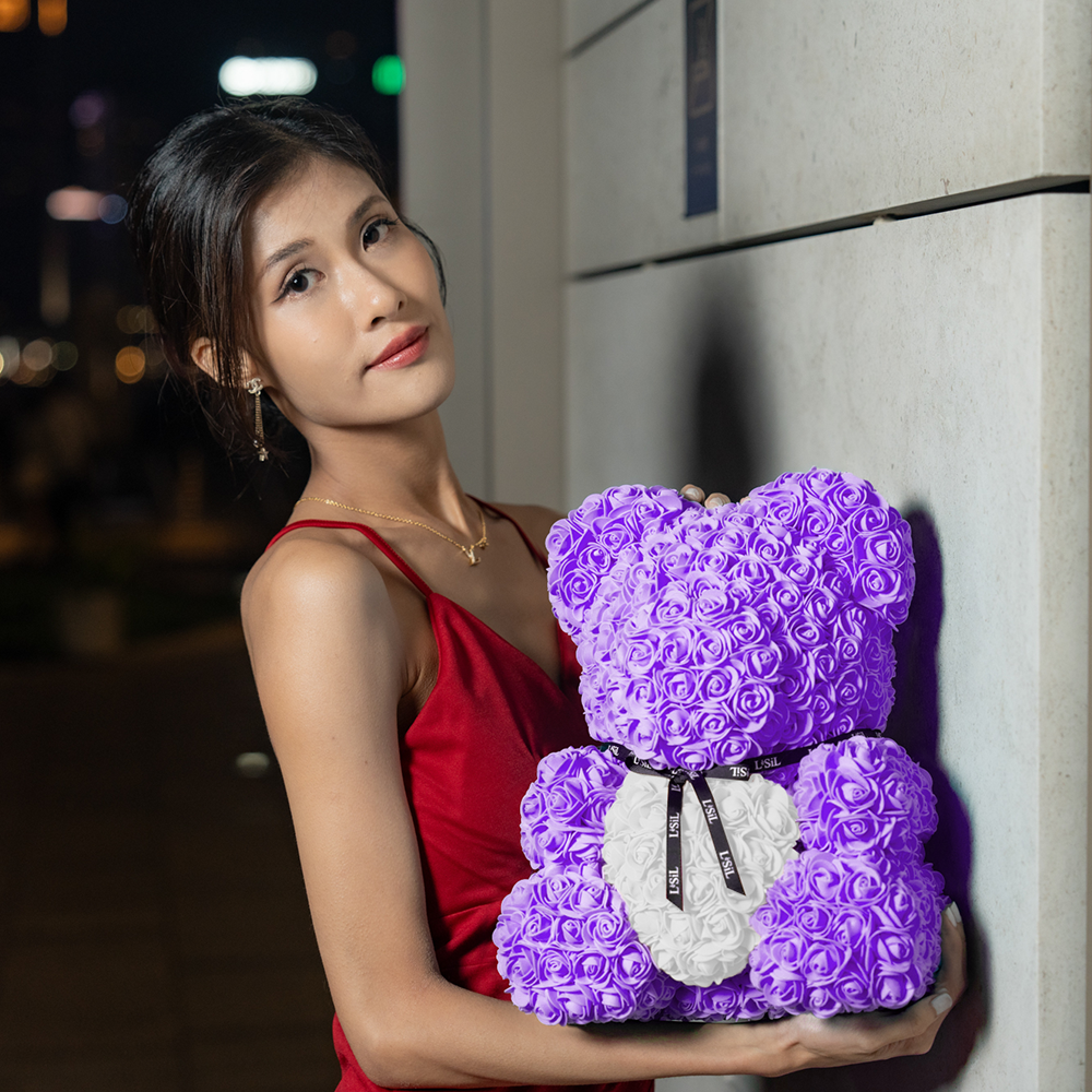 LéSiL Handmade Rose Bear - Lavender