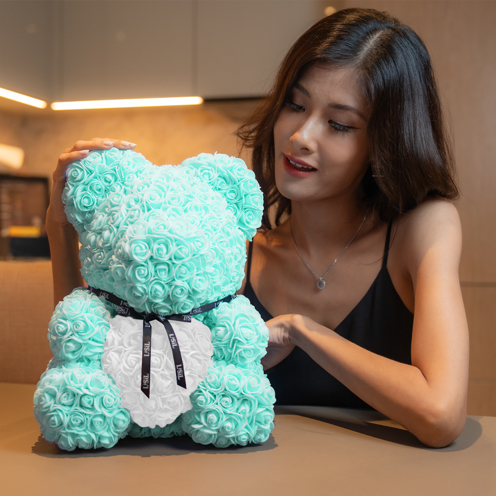 LéSiL Handmade Rose Bear - Tiffany Blue