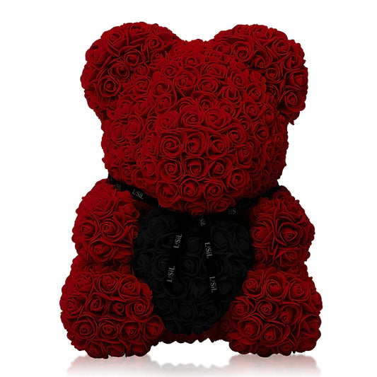 LéSiL Handmade Rose Bear - Burgundy Red