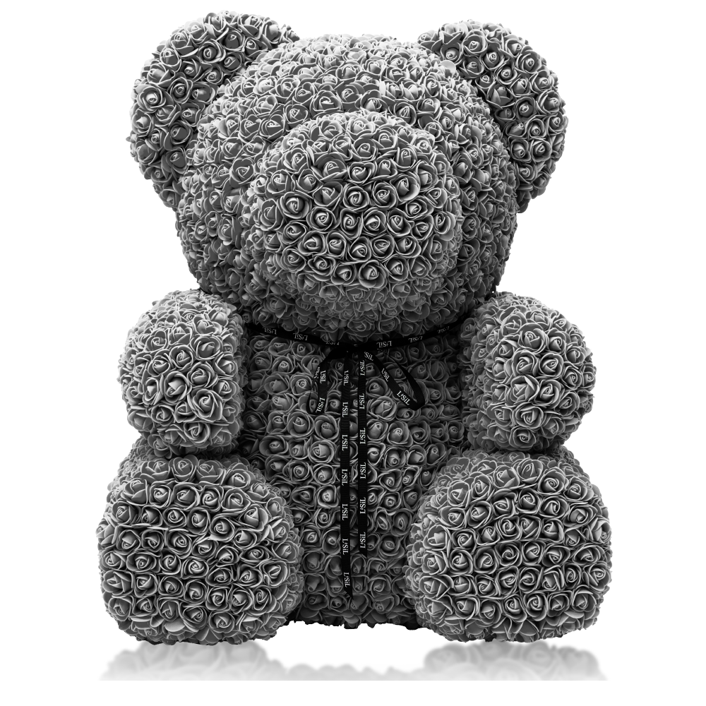 LéSiL Giant Handmade Rose Bear - Grey