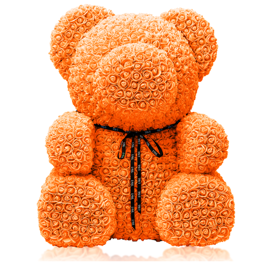 LéSiL Giant Handmade Rose Bear - Orange