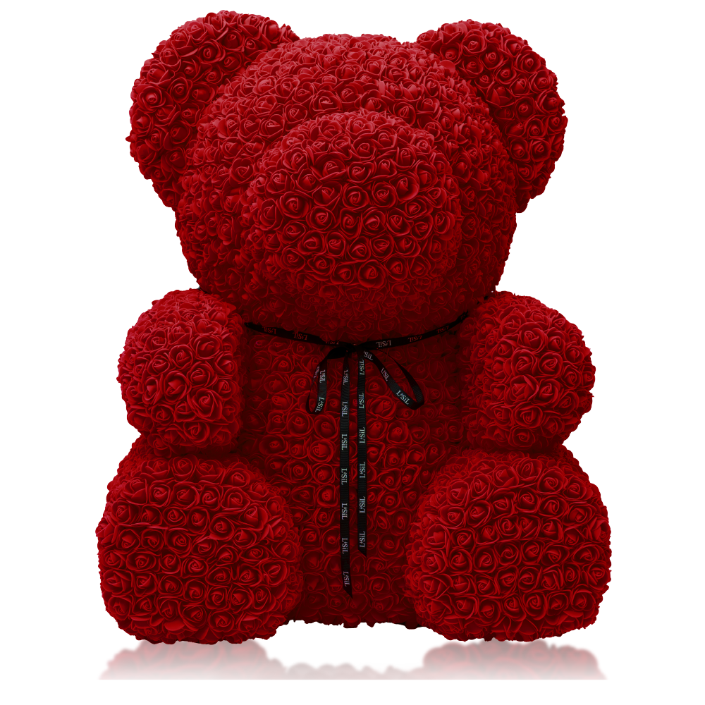 LéSiL Giant Handmade Rose Bear - Red