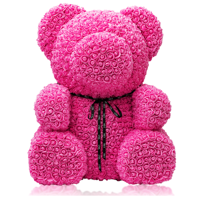 LéSiL Giant Handmade Rose Bear - Fuschia Pink