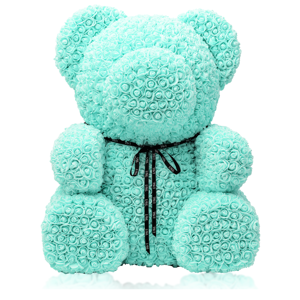 LéSiL Giant Handmade Rose Bear - Tiffany Blue