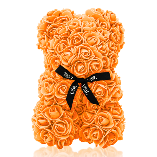 Mini Handmade Rose Bear - Orange