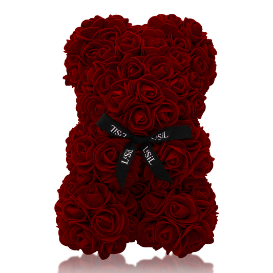 LéSiL Mini Handmade Rose Bear - Burgundy Red