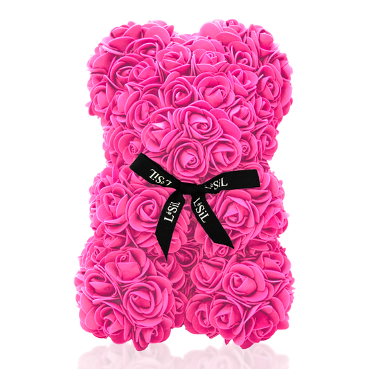 LéSiL Mini Handmade Rose Bear - Fuschia Pink