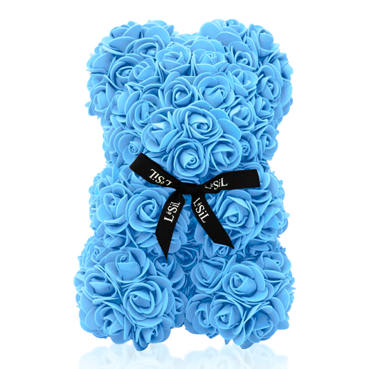 Mini Handmade Rose Bear - Sky Blue